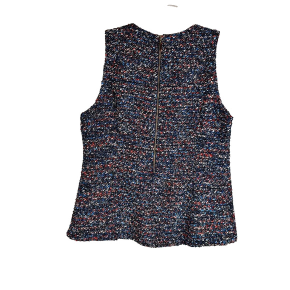 Duffield Lane Navy Confetti Tweed Ellis Top Size S - Picture 2 of 13